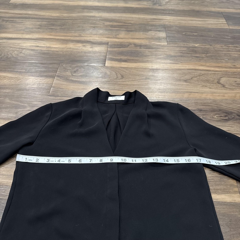 Babaton Aritzia Blouse Womens XXS Black Open Front V Neck Long Sleeve Work Top - Picture 5 of 6